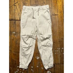 H&M Jogger Pants Boys 6 Beige Tapered Leg Slash Pocket Elastic Waist Drawstring